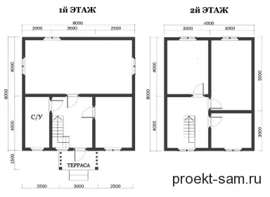 Планування одноповерхових і двоповерхових дерев'яних будинків з бруса 8х8, 8х10, 6х9, 9х9, 8х12 (планування) Планування одноповерхових і двоповерхових дерев'яних будинків з бруса 8х8, 8х10, 6х9, 9х9, 8х12
