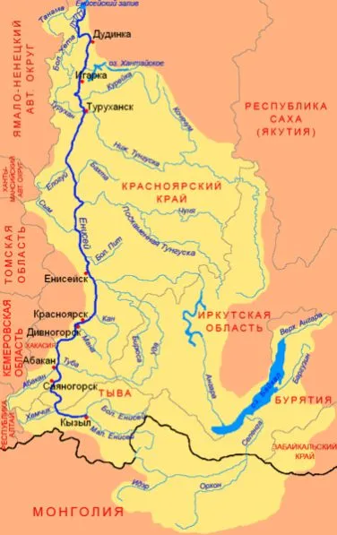Річка Єнісей (басейн Карського моря) (моря) Річка Єнісей (басейн Карського моря)