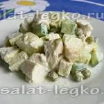 Салат з куркою і зеленим горошком рецепт з огірком солоним і яйцем (куркою) Салат з куркою і зеленим горошком рецепт з огірком солоним і яйцем
