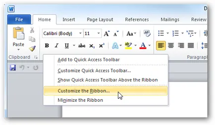Створюємо настроюється вкладку на стрічці меню в office 2010 року (word) Створюємо настроюється вкладку на стрічці меню в office 2010
