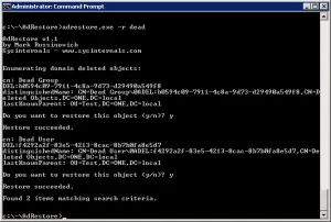 Відновлення видалених елементів (об'єктів tombstone) в active directory (елементів) Відновлення видалених елементів (об'єктів tombstone) в active directory