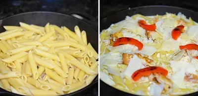 Запечена паста з куркою і соусом Альфредо (соусом) Запечена паста з куркою і соусом Альфредо