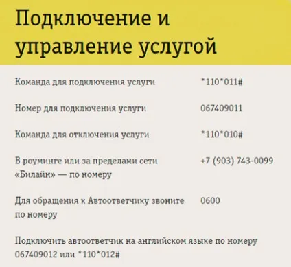 Автовідповідач від билайн як підключити і відключити послугу, мій билайн (автовідповідач) Автовідповідач від билайн як підключити і відключити послугу, мій билайн