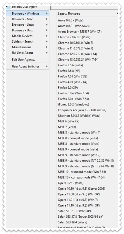 Як користуватися user agent switcher