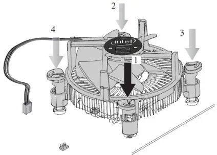 Як встановити процесор lga115x в роз'єм (тепловідвід з вентилятором) Як встановити процесор lga115x в роз'єм