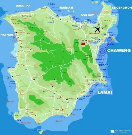 Карти Самуї - Самуї на карті Таїланду, пам'ятки, курорти, парки, готелі, сусідні (карти) Карти Самуї - Самуї на карті Таїланду, пам'ятки, курорти, парки, готелі, сусідні