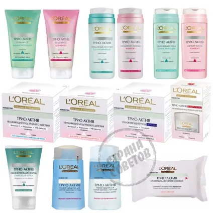 L oreal тріо актив скраб, гель, молочко, тонік, крем, догляд (trio activ) L oreal тріо актив скраб, гель, молочко, тонік, крем, догляд