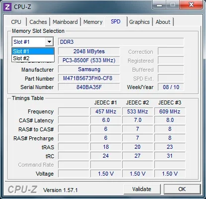 Використання програми cpu-z