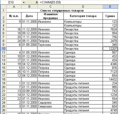 Microsoft excel 2003