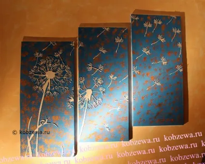 Об'ємна модульна картина (трафарет кульбаба), арт-студія натальи Кобзєва