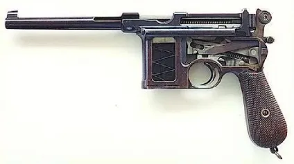 Пістолет маузер до-96 (mauser c96) пристрій, взаємодія частин і механізмів