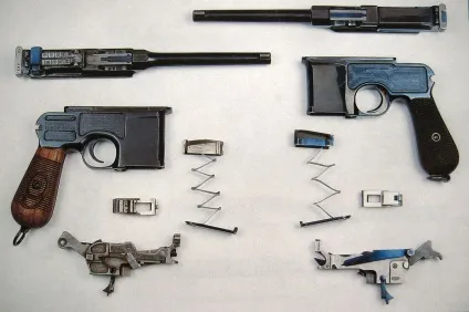 Пістолет маузер до-96 (mauser c96) пристрій, взаємодія частин і механізмів