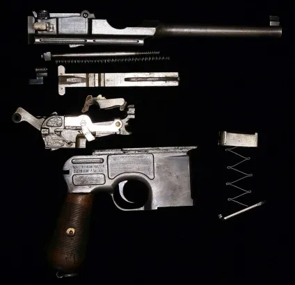 Пістолет маузер до-96 (mauser c96) пристрій, взаємодія частин і механізмів