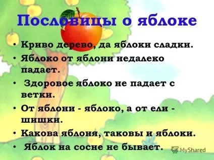 Презентація на тему про яблуко складено багато легенд і міфів, прислів'їв, приказок