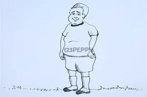 Малюнок хлопчика олівцем в шортах