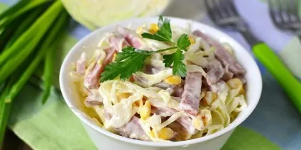 Салат з пекінської капусти з ковбасою рецепти (пекінської) Салат з пекінської капусти з ковбасою рецепти