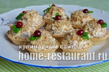 Салат в тарталетках з копченою куркою і грибами - домашній ресторан (копченої) Салат в тарталетках з копченою куркою і грибами - домашній ресторан