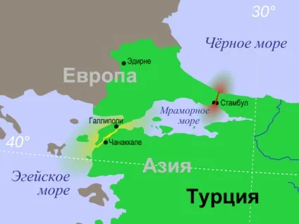 Які моря з'єднує протоку босфор (карта) (море) Які моря з'єднує протоку босфор (карта)