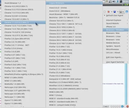 User agent switcher