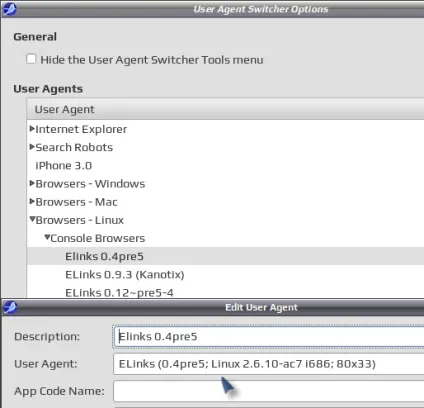 User agent switcher