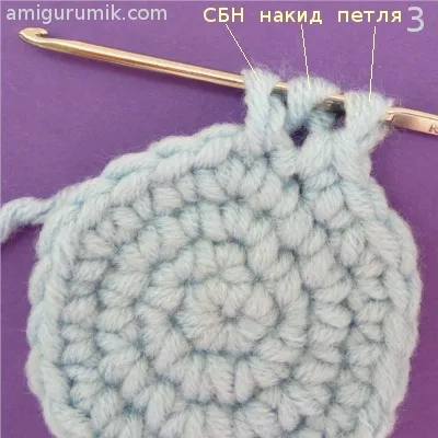 Амигуруми петлі - пссн (напівстовпчик з накидом) - - (напівстовпчик) Амигуруми петлі - пссн (напівстовпчик з накидом) - -