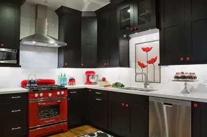 Дизайн інтер'єру чорно-червоній кухні, інтер'єр кухні (дизайн) Дизайн інтер'єру чорно-червоній кухні, інтер'єр кухні