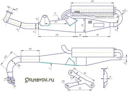 Глушник для моторолера типу «саксофон»