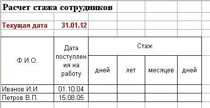 Як автоматизувати розрахунок стажу працівника в excel (уроки excel) Як автоматизувати розрахунок стажу працівника в excel