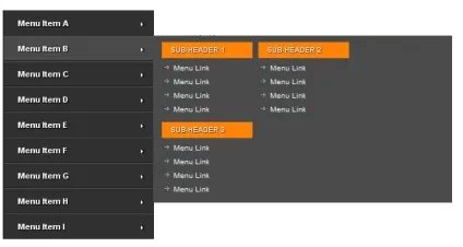 Jquery css навігація мега-меню з великою кількістю пунктів