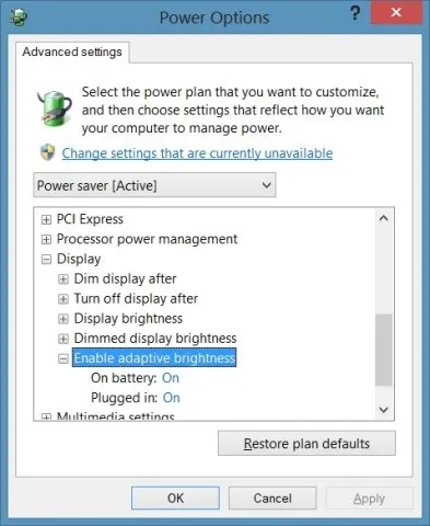 Як відключити auto brightness в windows 8 (auto) Як відключити auto brightness в windows 8