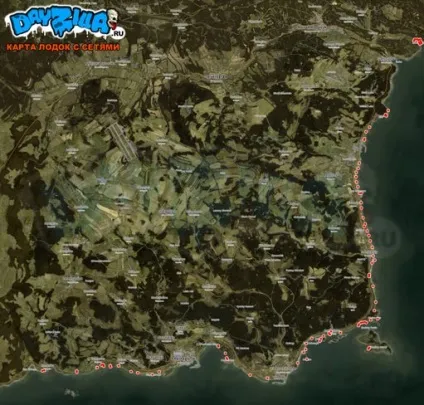 Карта човнів де спавн рибальські мережі в dayz standalone (мережі) Карта човнів де спавн рибальські мережі в dayz standalone
