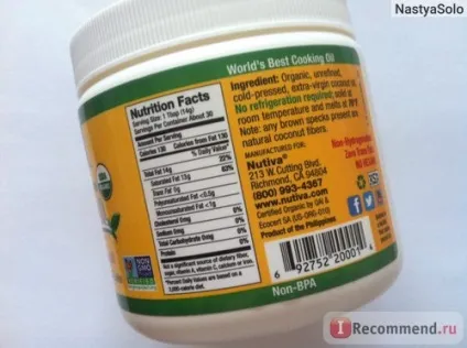 Кокосове натуральне масло nutiva organic extra virgin coconut oil - «як вибрати те саме саме (масло) Кокосове натуральне масло nutiva organic extra virgin coconut oil - «як вибрати те саме саме