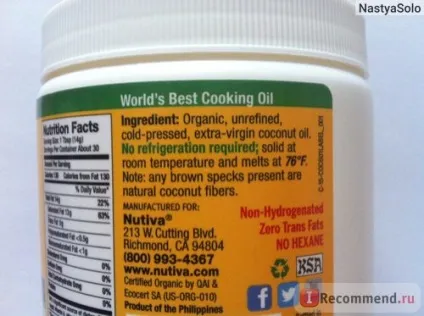 Кокосове натуральне масло nutiva organic extra virgin coconut oil - «як вибрати те саме саме (organic) Кокосове натуральне масло nutiva organic extra virgin coconut oil - «як вибрати те саме саме