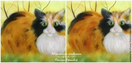 Кот в променях сентября (вовняна акварель) Кот в променях вересня