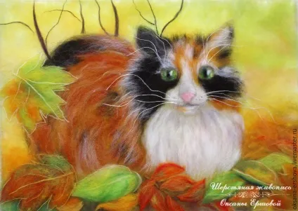 Кот в променях сентября (вовняна акварель) Кот в променях вересня