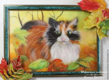 Кот в променях сентября (картина з вовни) Кот в променях вересня