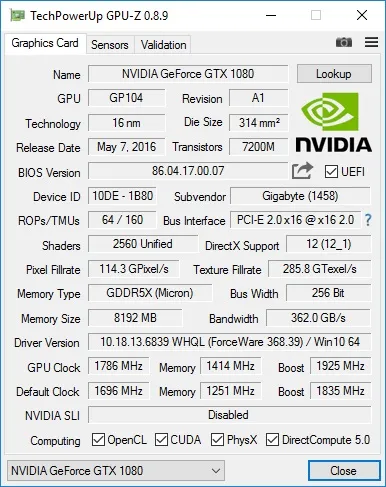 Огляд і тестування відеокарти gigabyte geforce gtx 1080 g1 gaming (gv-n1080g1 gaming-8gd) (1080) Огляд і тестування відеокарти gigabyte geforce gtx 1080 g1 gaming (gv-n1080g1 gaming-8gd)