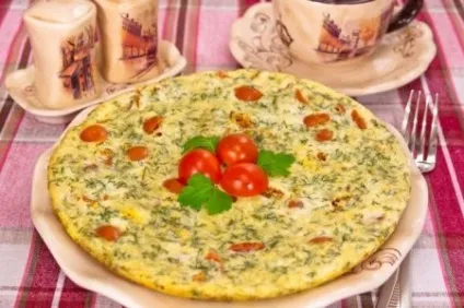 Омлет з грибами, помідорами і сиром (будь-якого) Омлет з грибами, помідорами і сиром