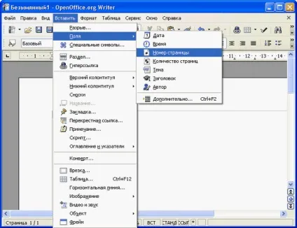 Openoffice writer - нумерація сторінок