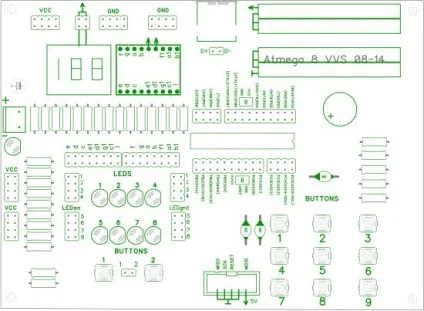Отладочная плата під мікроконтролери atmega 8 (можна підключати харчування) Отладочная плата під мікроконтролери atmega 8