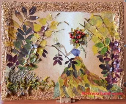 Вироби з осіннього листя, картина дівчина - осінь - майстри hand-made (осінніх) Вироби з осіннього листя, картина дівчина - осінь - майстри hand-made