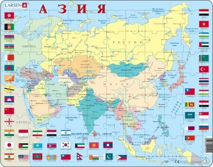 Політична і географічна карта азії російською мовою (географічна) Політична і географічна карта азії російською мовою
