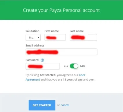 Реєстрація в payza