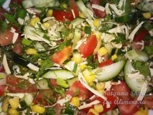 Салат з помідорів з сиром і кукурудзою (рецепти з фото) Салат з помідорів з сиром і кукурудзою