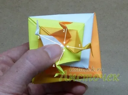 Як зробити черепашку з паперу (tomoko fuse), листочок (верхній шар Розправляємо) Як зробити черепашку з паперу (tomoko fuse), листочок