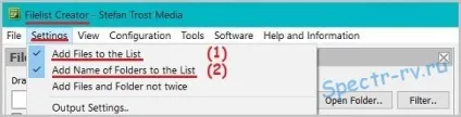 Створення списку файлів і папок - додаток filelist creator