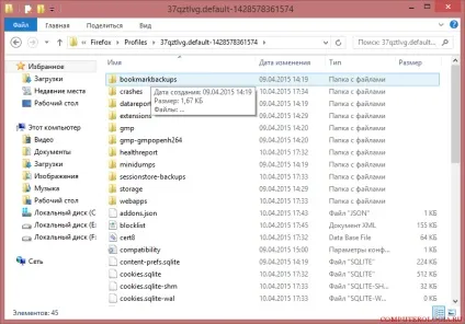 Де firefox зберігає закладки та інші файли профілю користувача (файли) Де firefox зберігає закладки та інші файли профілю користувача