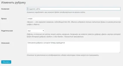 Як вивести опис рубрики в wordpress