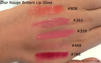 Свотч блисків Діор - dior rouge brillant lip gloss swatches, cosmodream (нові колекції макіяжу) Свотч блисків Діор - dior rouge brillant lip gloss swatches, cosmodream