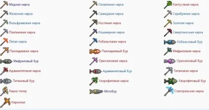 Кирки в терраріі від мідної до кирки зоряного пилу, террарія (terraria) (пилу) Кирки в терраріі від мідної до кирки зоряного пилу, террарія (terraria)